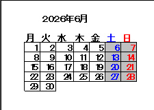 6���̉c�ƃJ�����_�[�ł��B